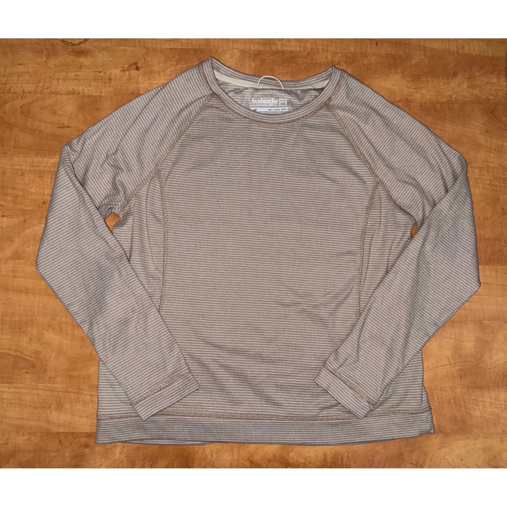 Avalanche Outdoor Supply Co Womens Large Tan Striped Long Sleeve Performance Top